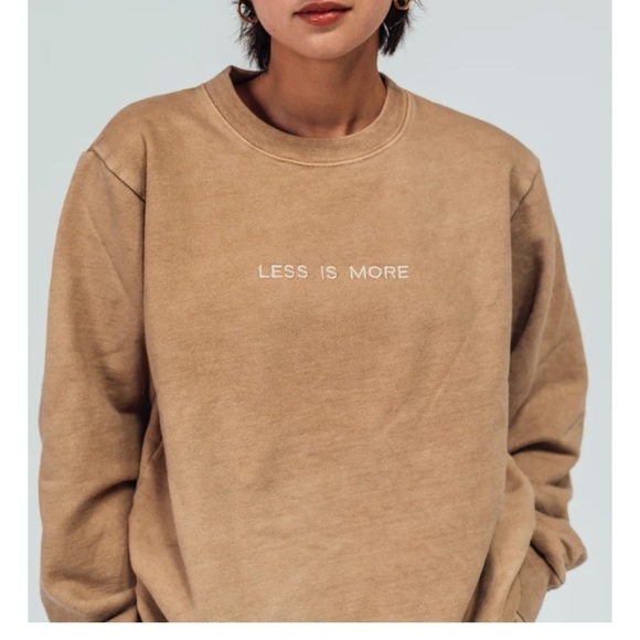 Less is More sweats SET XL sweatshirt sweatpants LessisMore tan lounge embroider - Picture 2 of 16